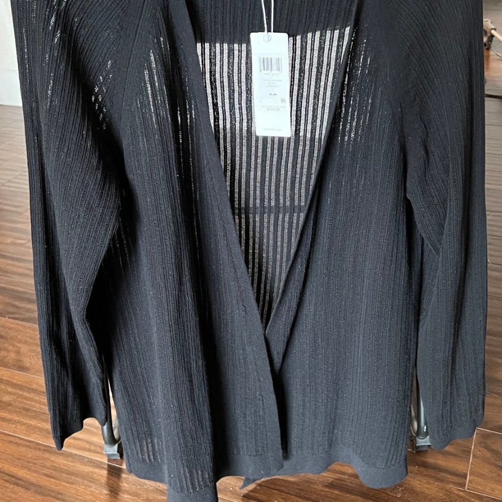 NWT $278 Stylish Eileen Fisher Cardigan Size M 86% Cotton 14% Nylon Black